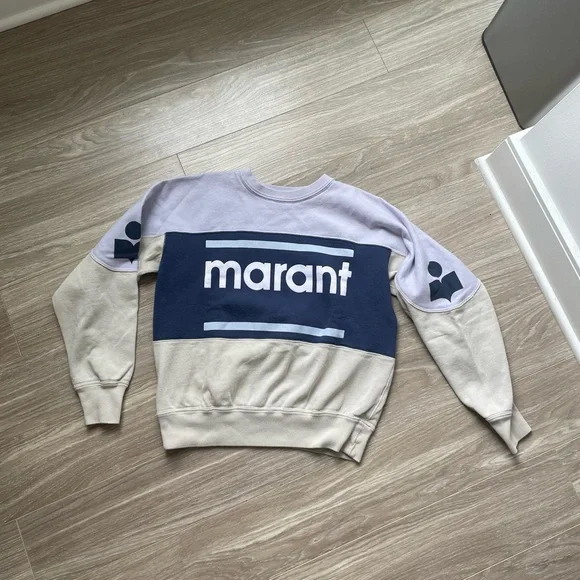 Isabel Marant Etoile Colorblock Gallian Sweater Light Blue Sz 40/L - Picture 4 of 15